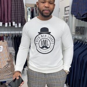 RICH MEN LOOKS RML slim fit White Logo Sweatshirt Size XL